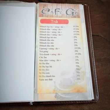Thực đơn- Cafe Cà Fê Gỗ