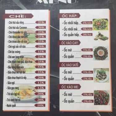Thực đơn- Quán Ăn Chè Bống - Ốc & Chè Các Loại