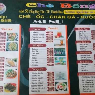 Thực đơn- Quán Ăn Chè Bống - Ốc & Chè Các Loại