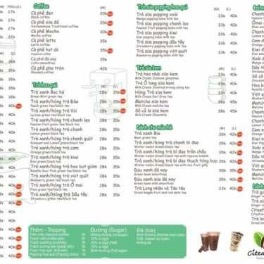 Thực đơn- Cafe Citea Fun - Trà Sữa Trân Châu