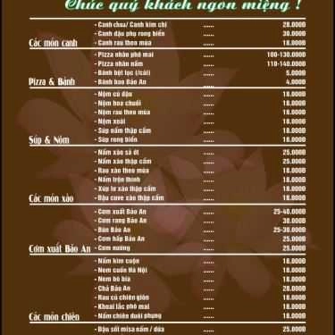 Thực đơn- Quán Ăn Cơm Chay Bảo An