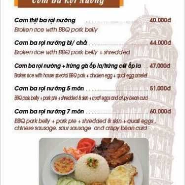 Thực đơn- Nhà Hàng Cơm Tấm Sài Gòn - Vincom Thanh Hóa