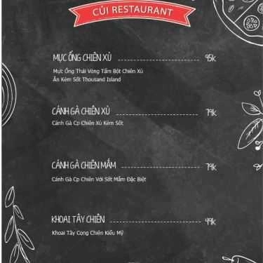 Thực đơn- Nhà Hàng Củi - Pizza & Pasta