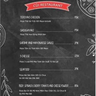 Thực đơn- Nhà Hàng Củi - Pizza & Pasta