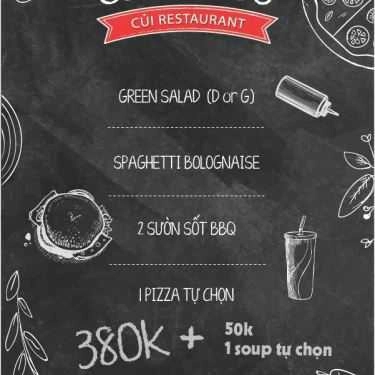 Thực đơn- Nhà Hàng Củi - Pizza & Pasta