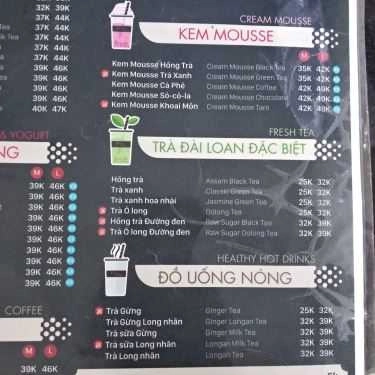 Thực đơn- Cafe Ding Tea - Lê Hoàn