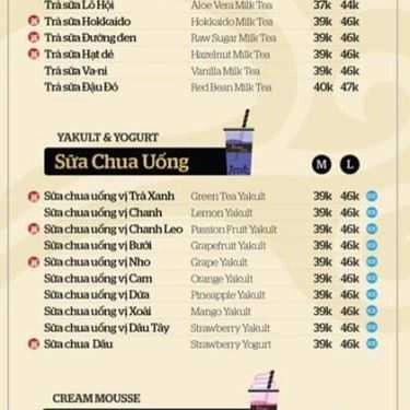 Thực đơn- Cafe Ding Tea - Trần Phú