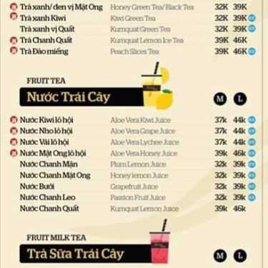 Thực đơn- Cafe Ding Tea - Trần Phú