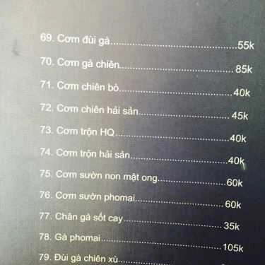 Thực đơn- Quán Ăn Alice Fastfood