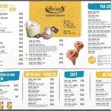 Thực đơn- Cafe Goofoo Gelato