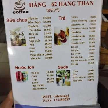 Thực đơn- Hằng Cafe
