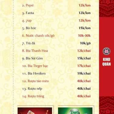 Thực đơn- Nhà Hàng Kiko - Lẩu & Nướng