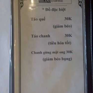 Thực đơn- Milano Coffee