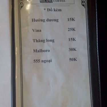 Thực đơn- Milano Coffee