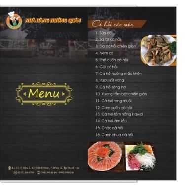 Thực đơn- Nhà Hàng Hưởng Quán - Vua Cá Hồi & Gà Đồi