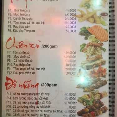 Thực đơn- Sao Biển - Nhà Hàng Nhật Bản & Hàn Quốc