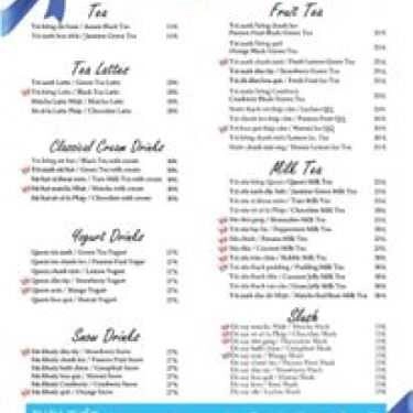 Thực đơn- Cafe Queen Tea - Quang Trung