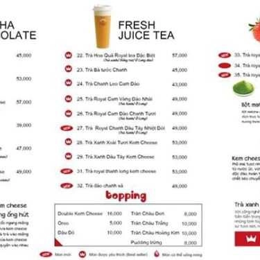 Thực đơn- Cafe Royaltea - Trà Sữa Hồng Kông - Trần Phú