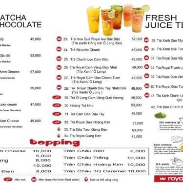 Thực đơn- Cafe Royaltea - Trà Sữa Hồng Kông - Trần Phú