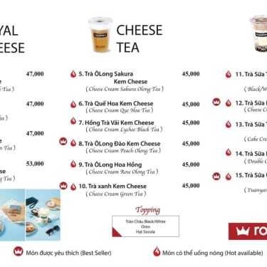 Thực đơn- Cafe Royaltea - Trà Sữa Hồng Kông - Dương Đình Nghệ