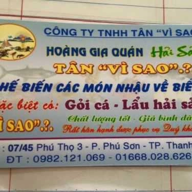 Thực đơn- Tân Vì Sao - Nhà Hàng Hải Sản