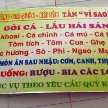 Thực đơn- Tân Vì Sao - Nhà Hàng Hải Sản