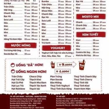 Thực đơn- Cafe Trà Sữa Bumba