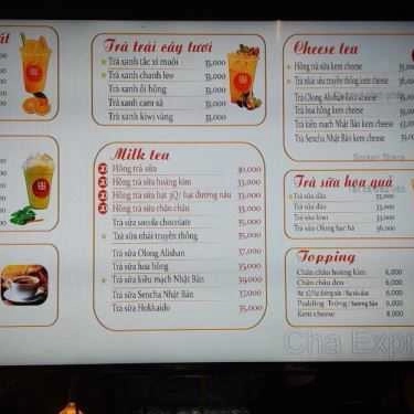 Thực đơn- Cafe Trà Sữa Cha Express - Vincom Plaza