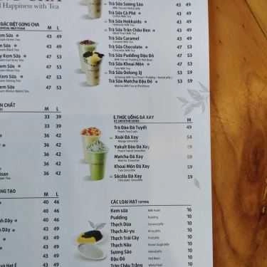 Thực đơn- Cafe Trà Sữa Gong Cha
