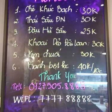 Thực đơn- Cafe Trang Do - Chè Khúc Bạch