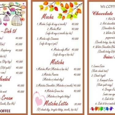 Thực đơn- Wii Cafe - Minh Khai