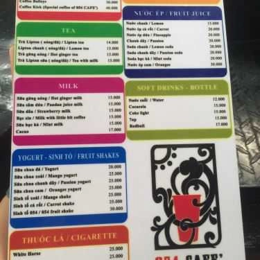 Thực đơn- 054 Cafe