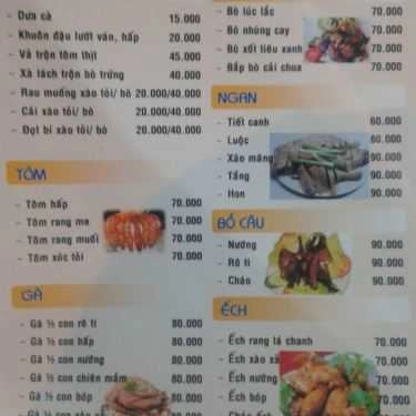 Thực đơn- Quán Nhậu 5 Bi - Hải Sản Bình Dân