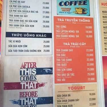 Thực đơn- 92 Cafe - Lê Huân