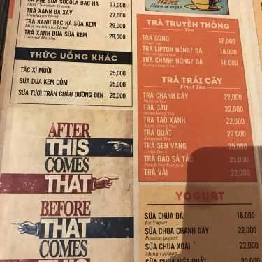 Thực đơn- 92 Cafe - Lê Huân