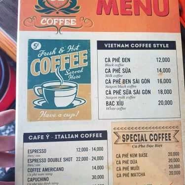 Thực đơn- 92 Cafe - Lê Huân