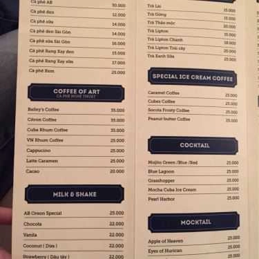 Thực đơn- AB Cafe & Bistro