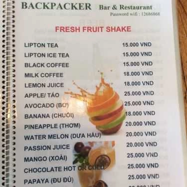 Thực đơn- Nhà Hàng Alez Boo - Backpacker Restaurant