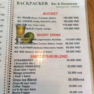 Thực đơn- Nhà Hàng Alez Boo - Backpacker Restaurant