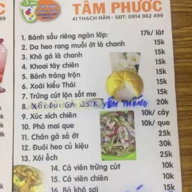 Thực đơn- Ăn Vặt & Trà Sữa Tâm Phước