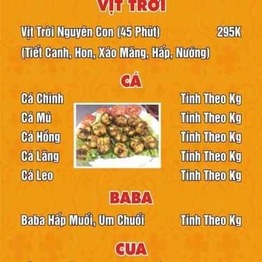 Thực đơn- Ba Gian - Nhà Hàng Đặc Sản