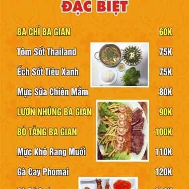 Thực đơn- Ba Gian - Nhà Hàng Đặc Sản