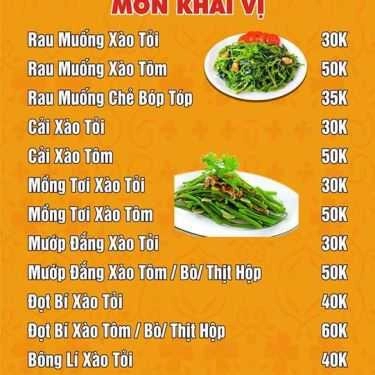 Thực đơn- Ba Gian - Nhà Hàng Đặc Sản