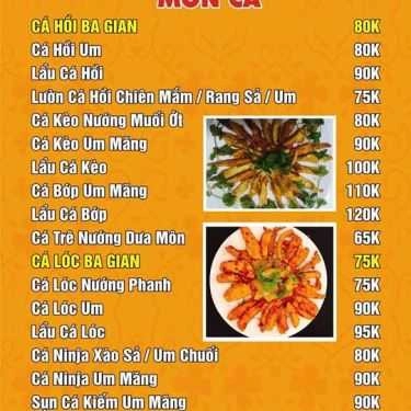 Thực đơn- Ba Gian - Nhà Hàng Đặc Sản