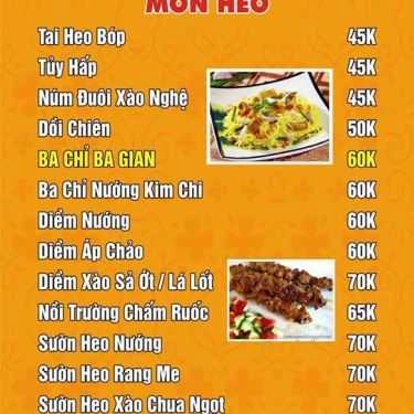 Thực đơn- Ba Gian - Nhà Hàng Đặc Sản