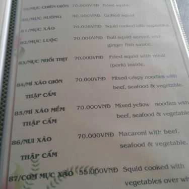 Thực đơn- Nhà Hàng Bánh Khoái Lạc Thiện