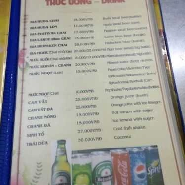 Thực đơn- Nhà Hàng Bánh Khoái Lạc Thiện