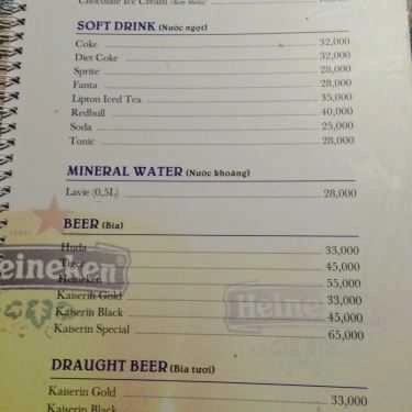 Thực đơn- Nhà Hàng Bến Thành Bar & Restaurant