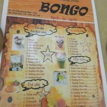 Thực đơn- Bongo Coffee & Milk Tea - Triệu Quang Phục