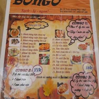Thực đơn- Bongo Coffee & Milk Tea - Triệu Quang Phục